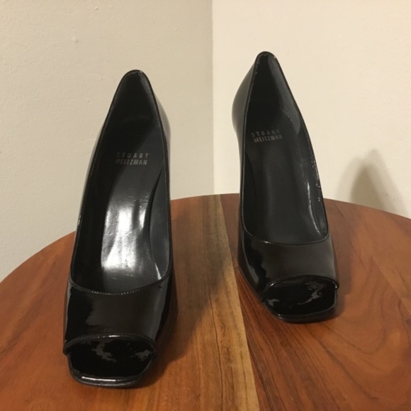 Stuart Weitzman Black Open Toe Heels Size 6M 236 - Picture 4 of 13